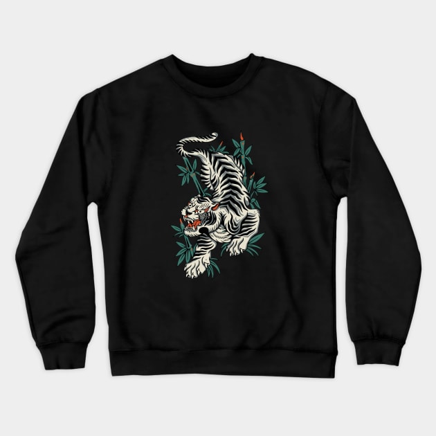 Tiger Oriental Beast Attacking Crewneck Sweatshirt by BakaOutfit